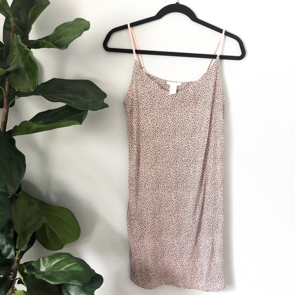 H&M Floral Black and Tan Spaghetti Strap Dress